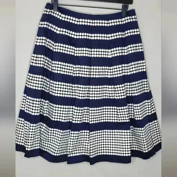 Talbots NWT New Womens Navy Blue White Polka Dot Pattern A Line Skirt Size 4 - Picture 1 of 10